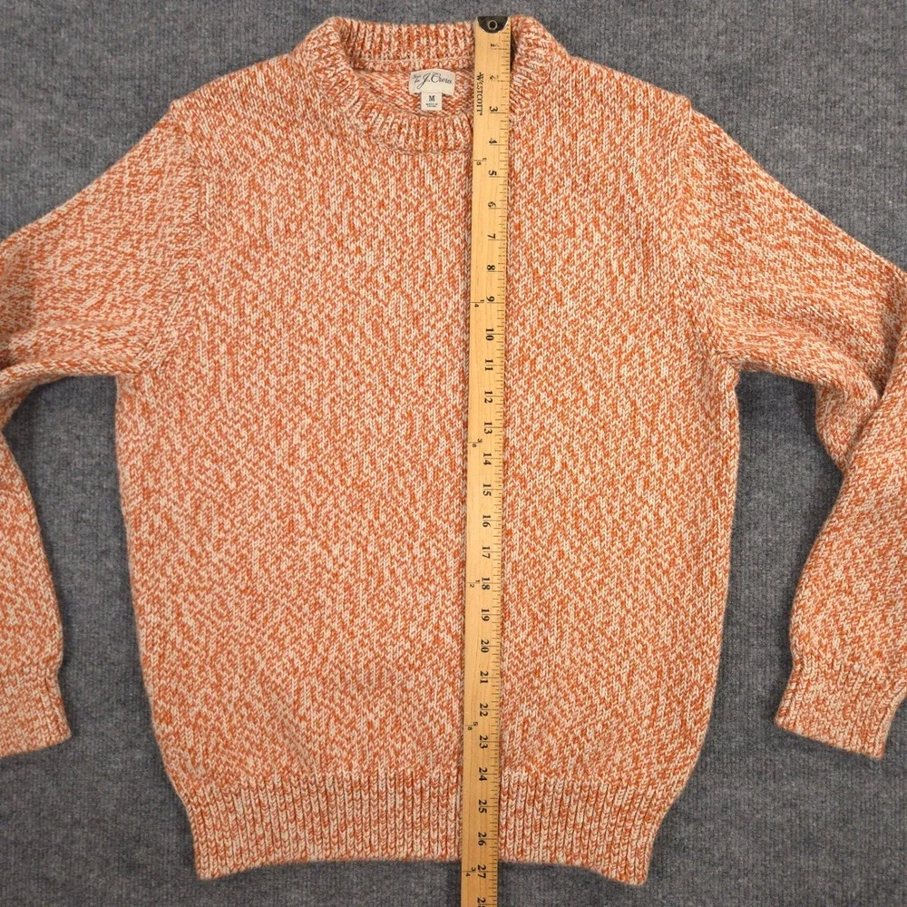 J Crew Marled Cotton Crewneck Sweater Mens M Orange Fisherman Heavyweight Preppy